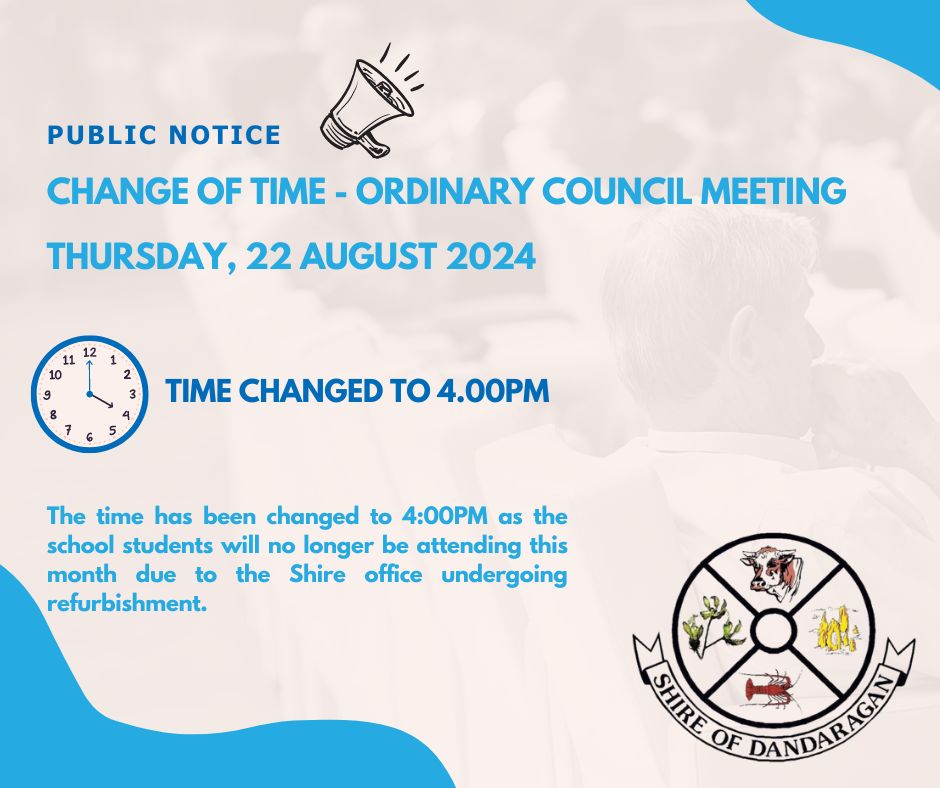 Public Notice | Change of Ordinary Council Meeting Time